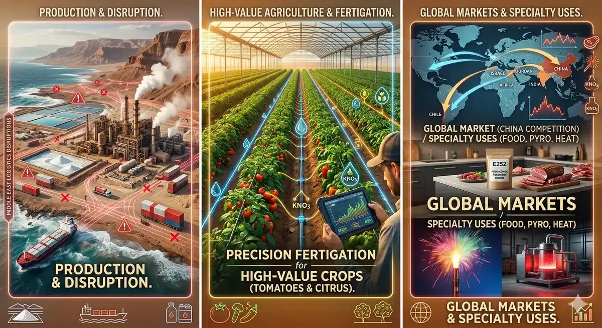Nitrato de potasio: la fertirrigación, la calidad alimentaria y la relación entre cultivos de alto valor