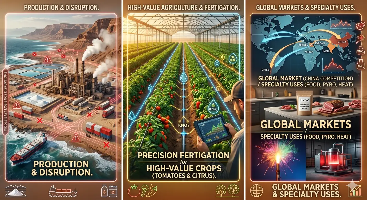 Nitrato de potasio: la fertirrigación, la calidad alimentaria y la relación entre cultivos de alto valor